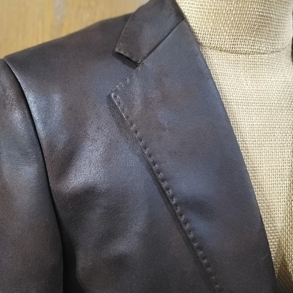 Men's Brown Faux Leather Blazer